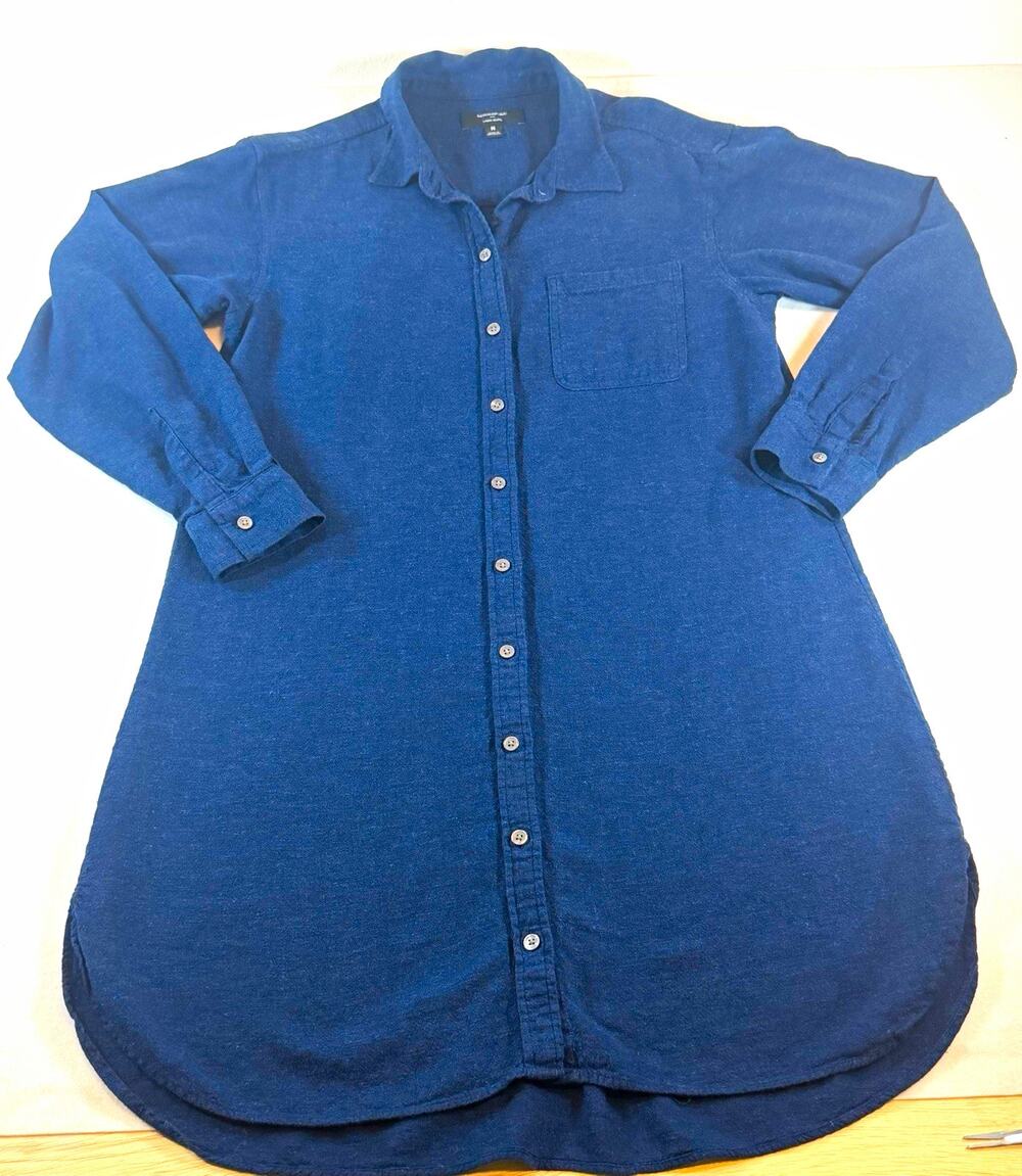 Banana Republic Navy Linen Blend Shirt Dress M